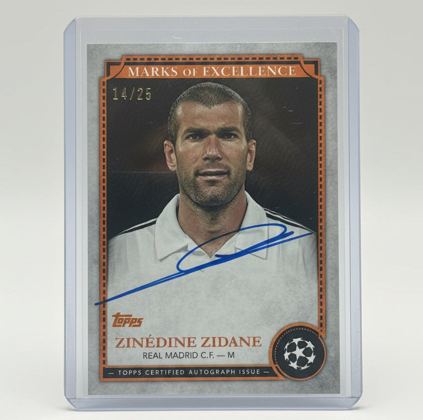 🔥Zinédine Zidane 2025 Topps Marks of Excellence Auto #/25 – Real Madrid Legend🔥