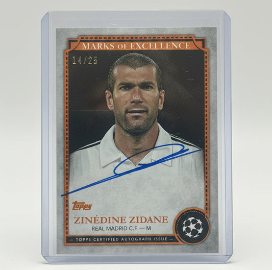 🔥Zinédine Zidane 2025 Topps Marks of Excellence Auto #/25 – Real Madrid Legend🔥